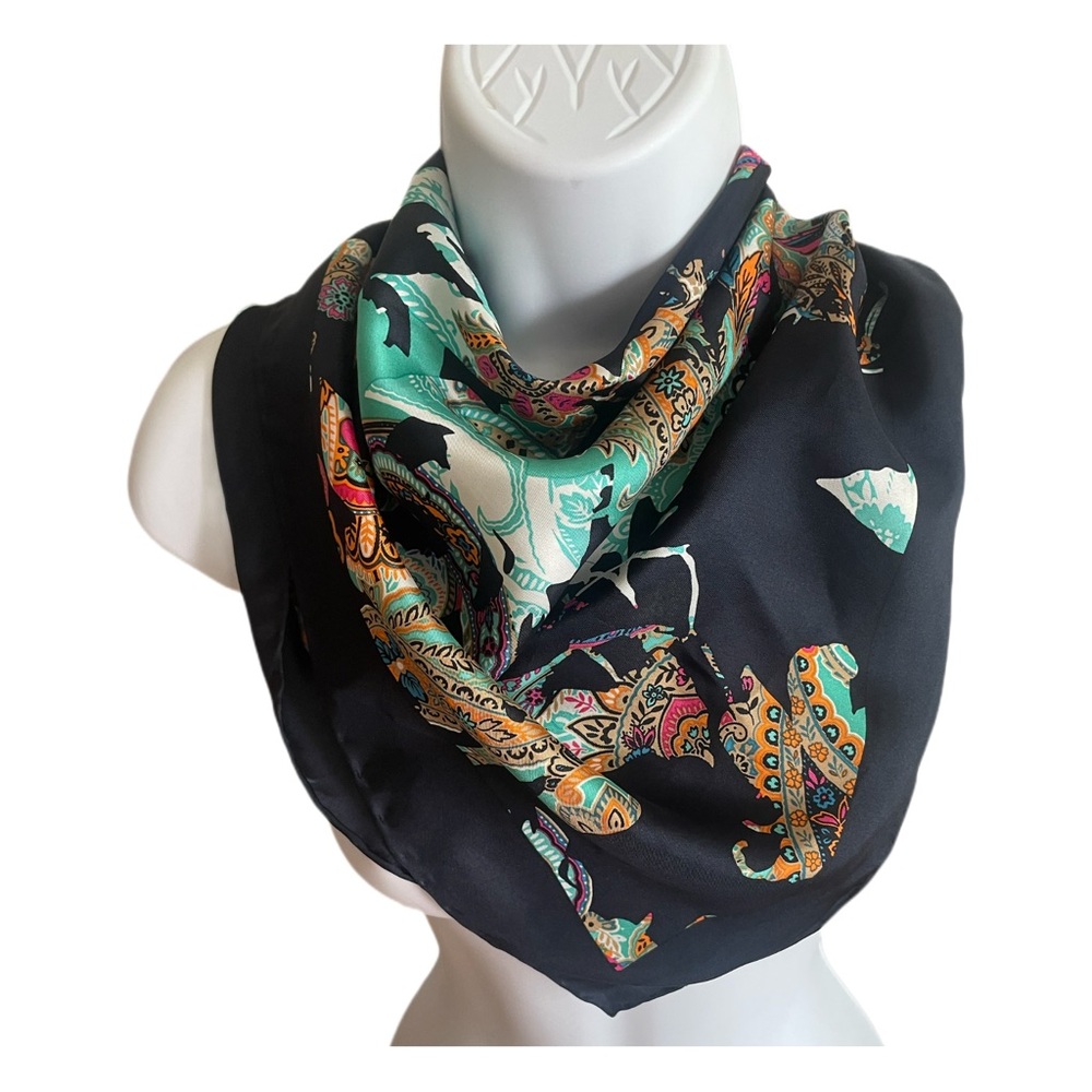 Doncaster (Tanner) Paisley Mult-Color  Silk Neck Scarf - Picture 2 of 4